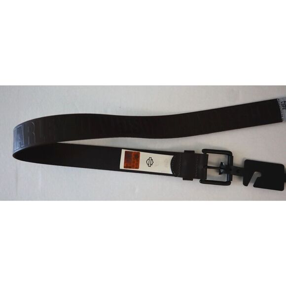 Harley-Davidson BMM042 Men's Sz L (38/40) Dark Brown Genuine Leather Logo Belt - Picture 16 of 16